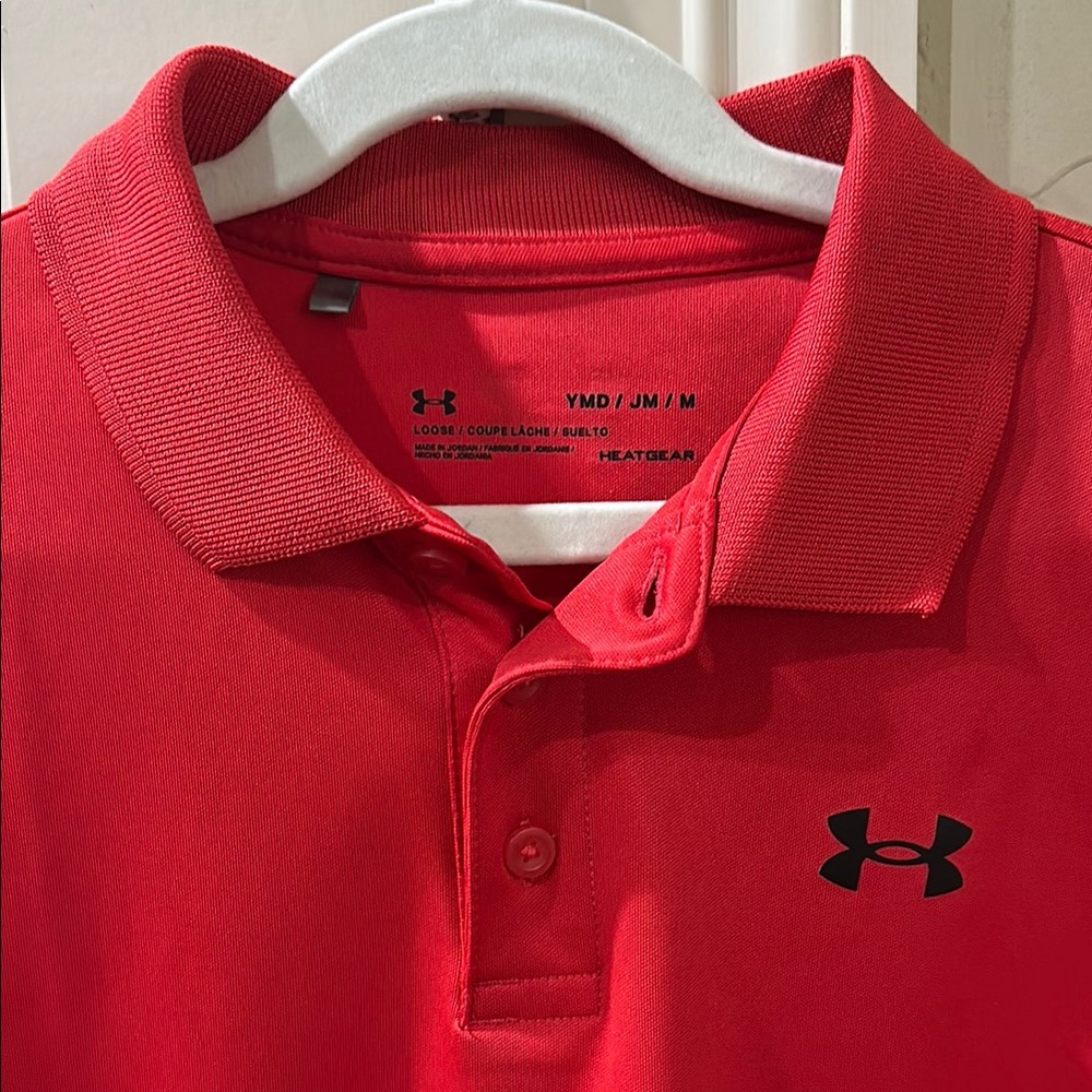 Boys Medium Under Armour Red Performance Polo Shirt
